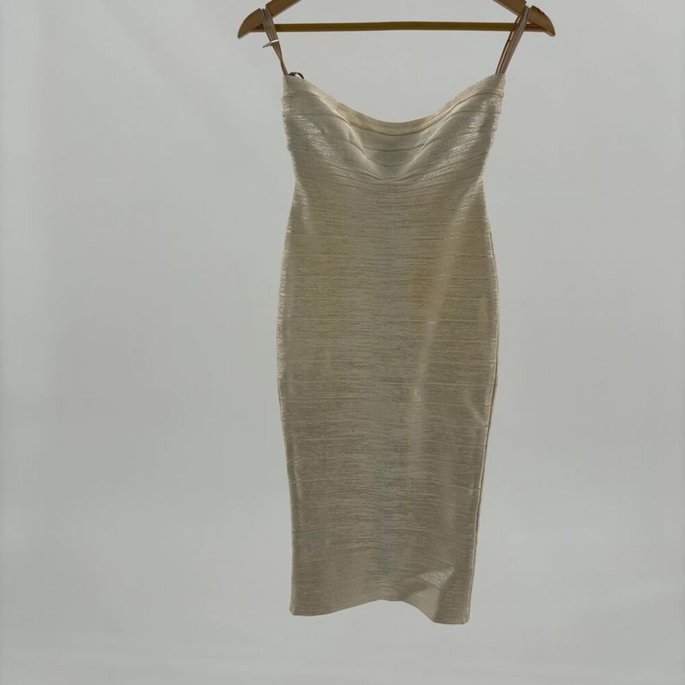 Herve Leger Metallic Pearl Mini Bandage Dress